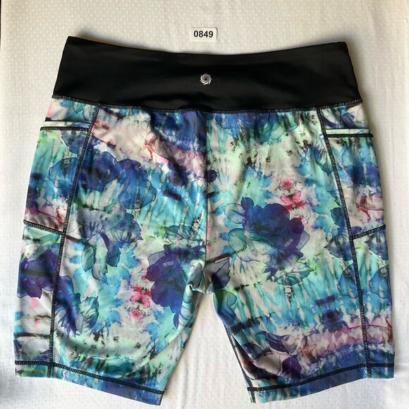 Rainbeau Women’s Short Leggings size XL (14/16), Blue & Black, Side Pockets - Picture 7 of 7